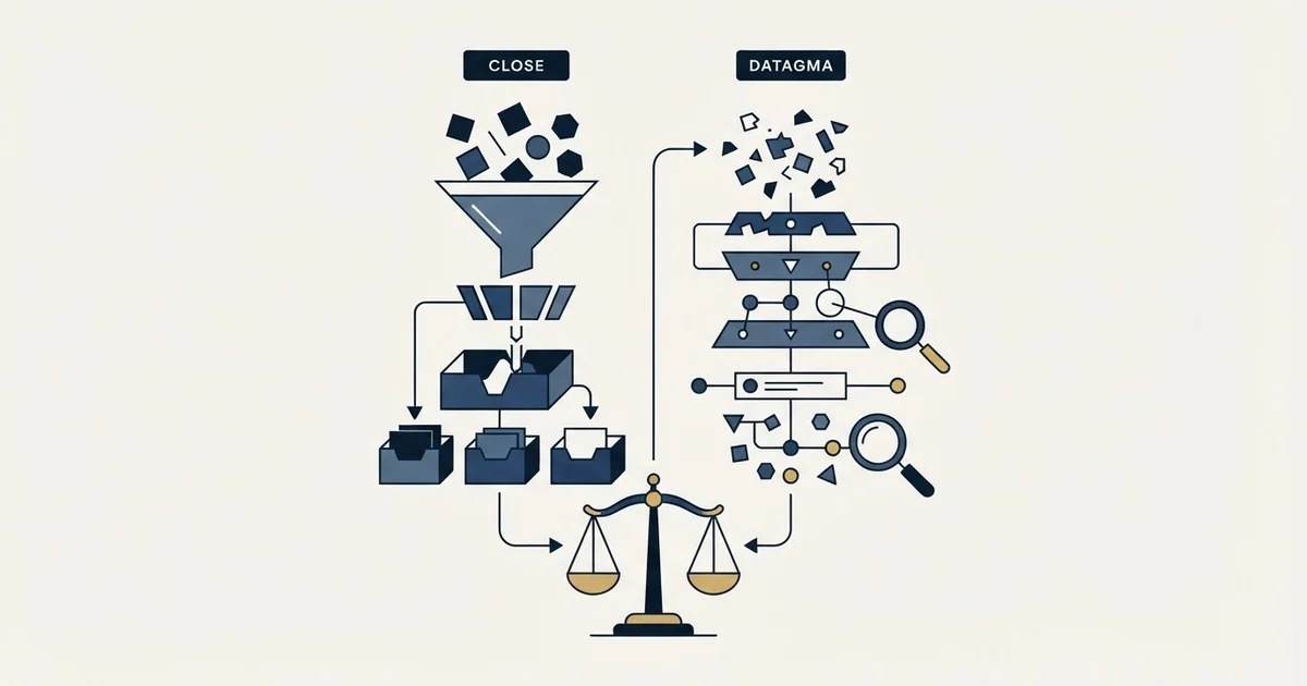 Editorial illustration for Close vs Datagma