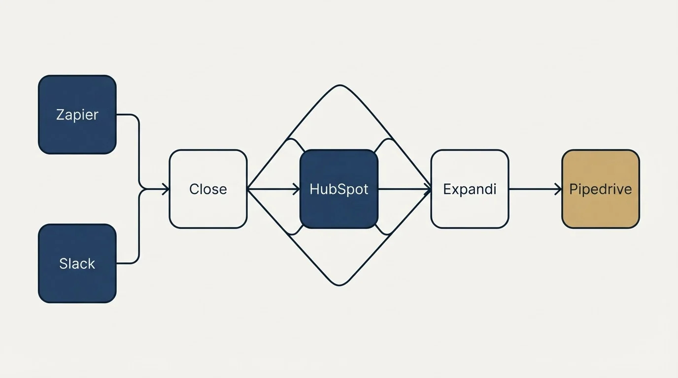 Integration schematic: Integration Ecosystem (Close, Expandi, HubSpot, Zapier)