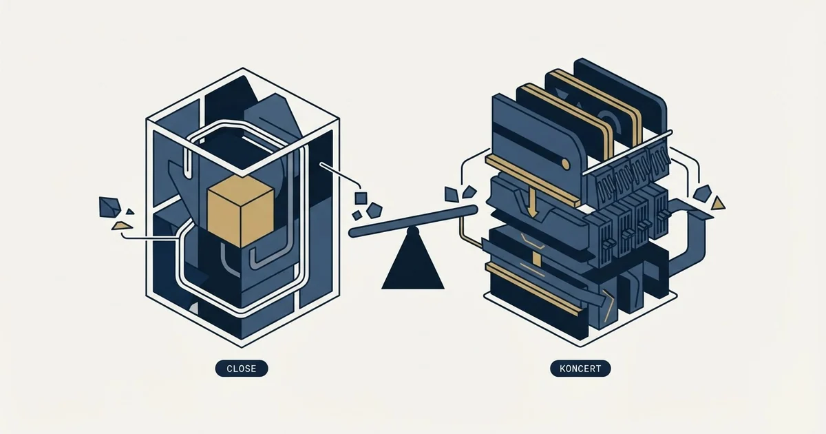 Editorial illustration for Close vs Koncert