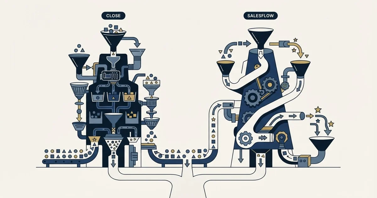 Editorial illustration for Close vs Salesflow