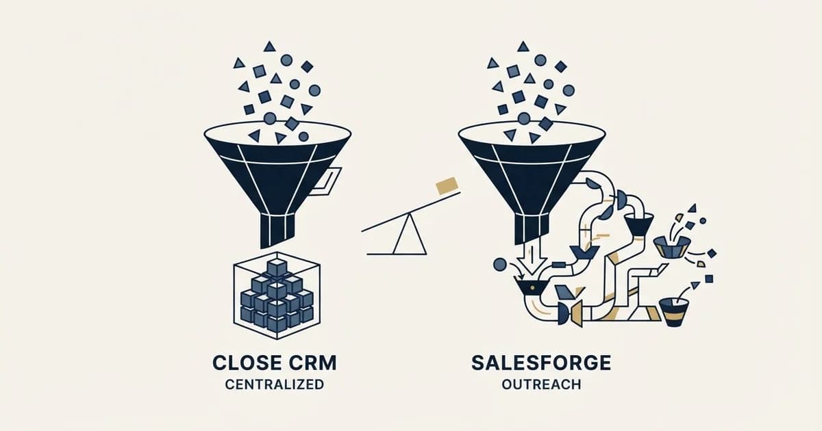 Editorial illustration for Close vs Salesforge