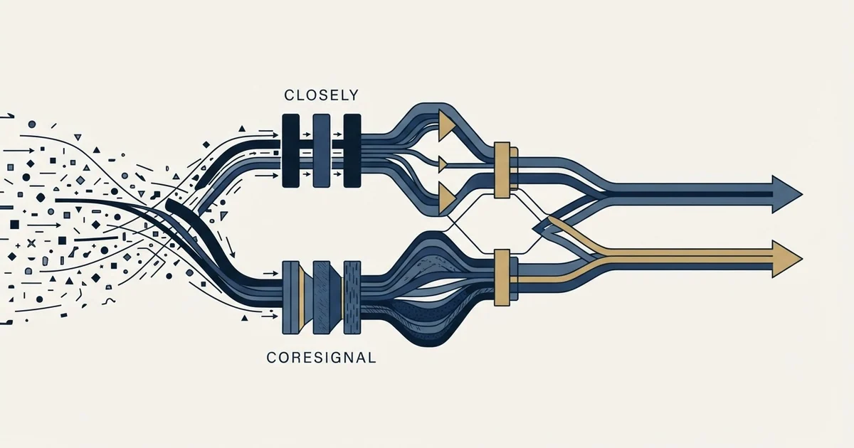 Editorial illustration for Closely vs Coresignal
