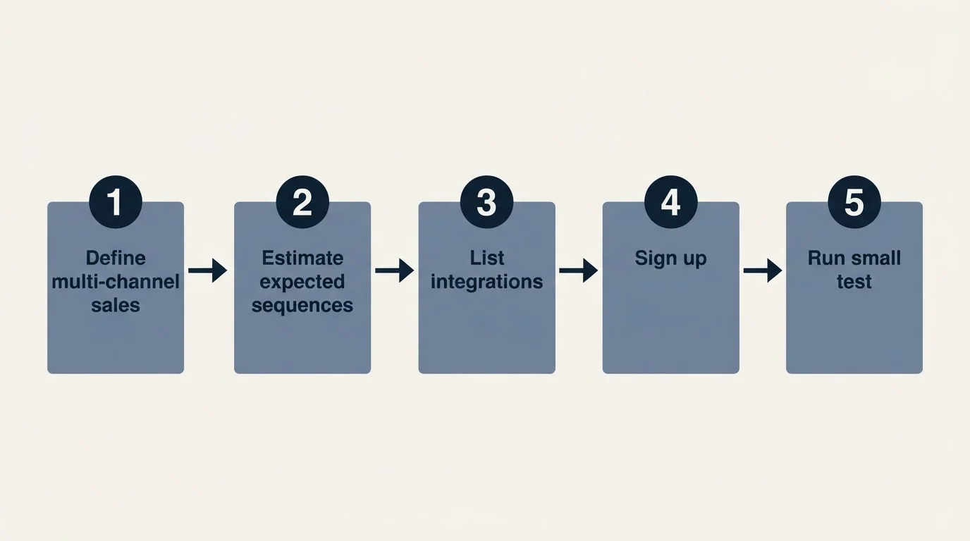 Step sequence: Getting Started Checklist (Define multi-channel sales, Estimate expected sequences, List integrations, Sign up)