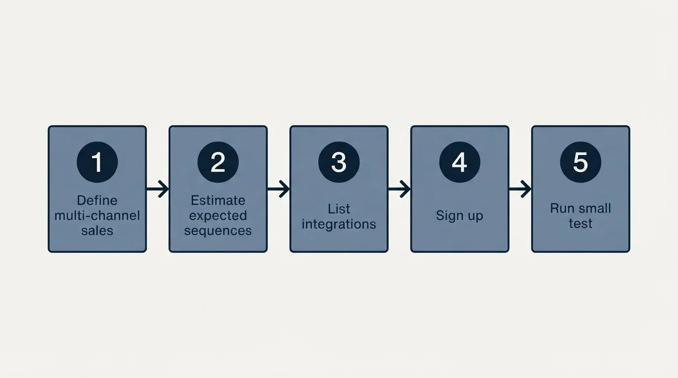 Step sequence: Getting Started Checklist (Define multi-channel sales, Estimate expected sequences, List integrations, Sign up)