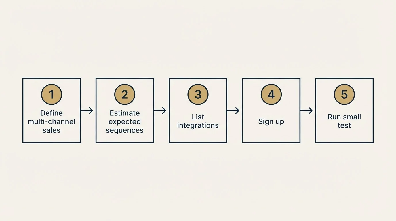 Step sequence: Getting Started Checklist (Define multi-channel sales, Estimate expected sequences, List integrations, Sign up)