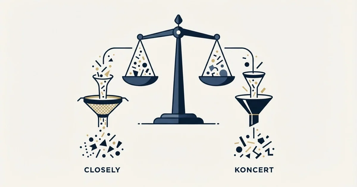 Editorial illustration for Closely vs Koncert