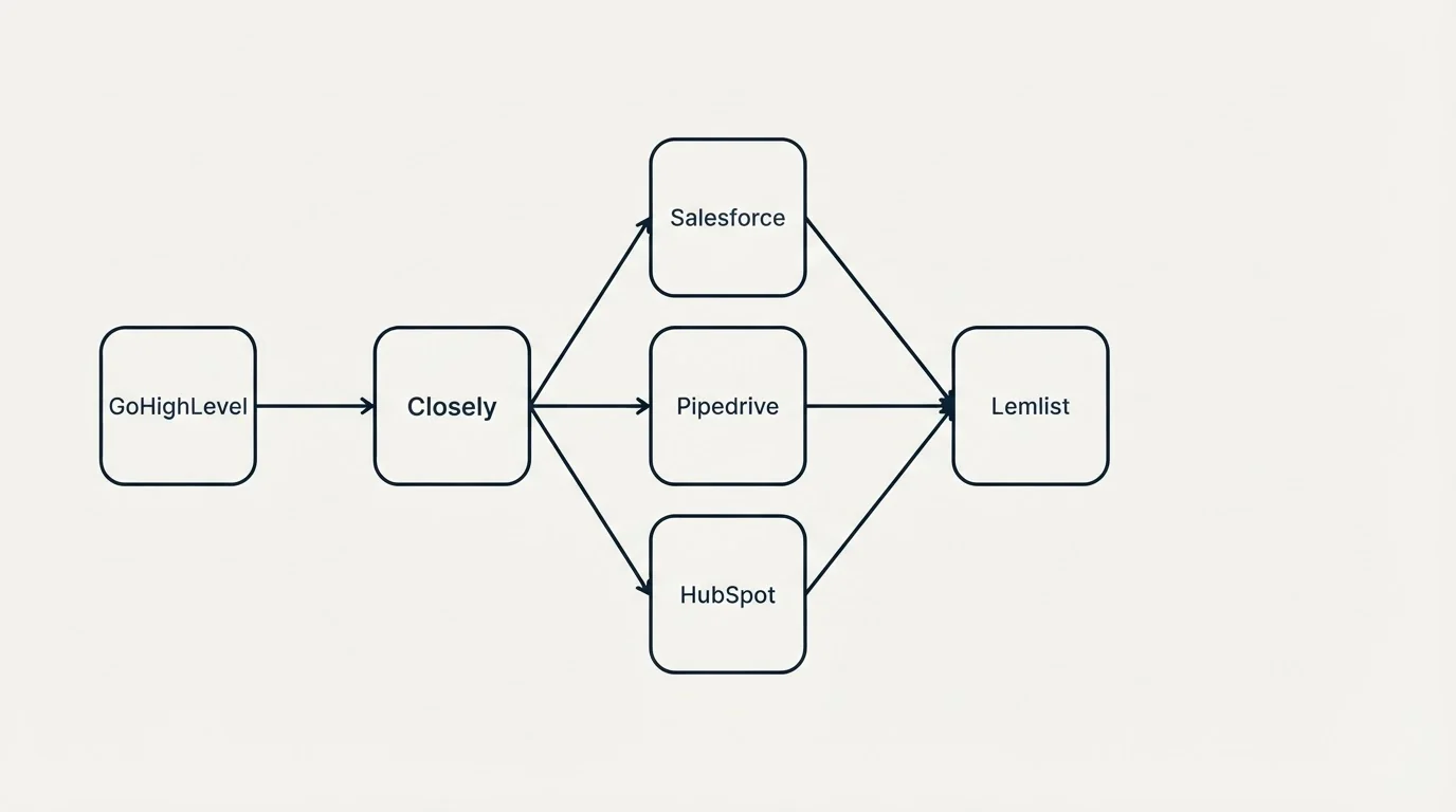 Integration schematic: Integration Ecosystem (Closely, Lemlist, Salesforce, Pipedrive)