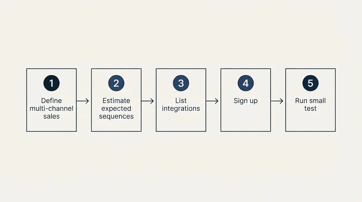 Step sequence: Getting Started Checklist (Define multi-channel sales, Estimate expected sequences, List integrations, Sign up)
