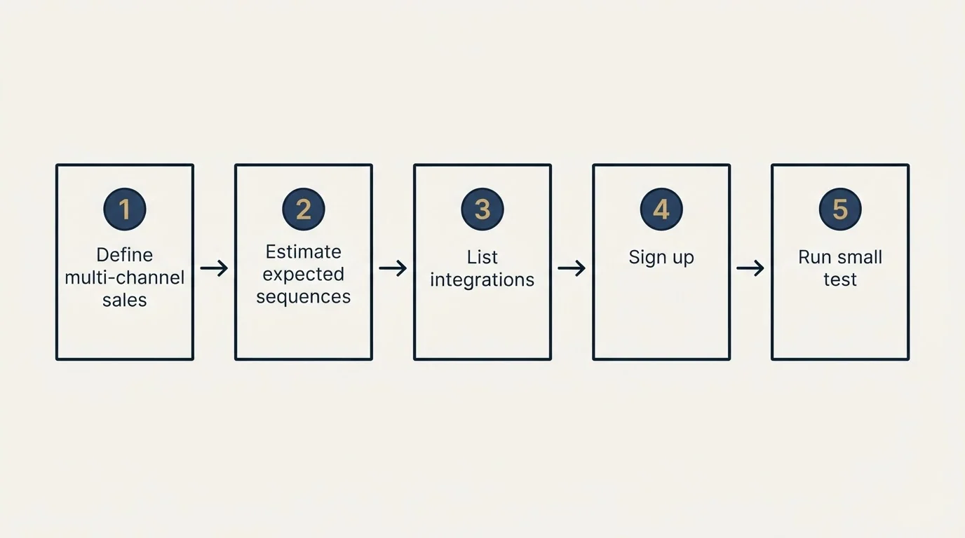 Step sequence: Getting Started Checklist (Define multi-channel sales, Estimate expected sequences, List integrations, Sign up)