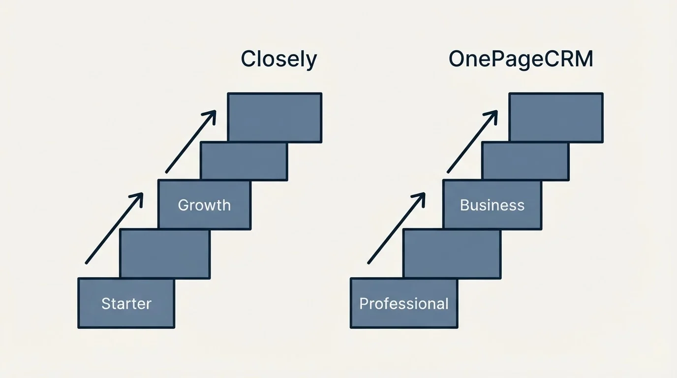 Pricing ladder: Pricing Comparison (Closely, OnePageCRM, Starter, Professional)
