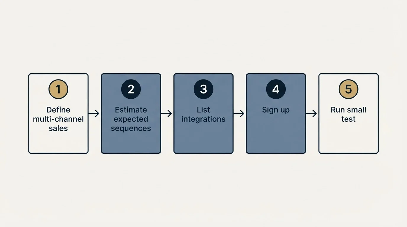 Step sequence: Getting Started Checklist (Define multi-channel sales, Estimate expected sequences, List integrations, Sign up)