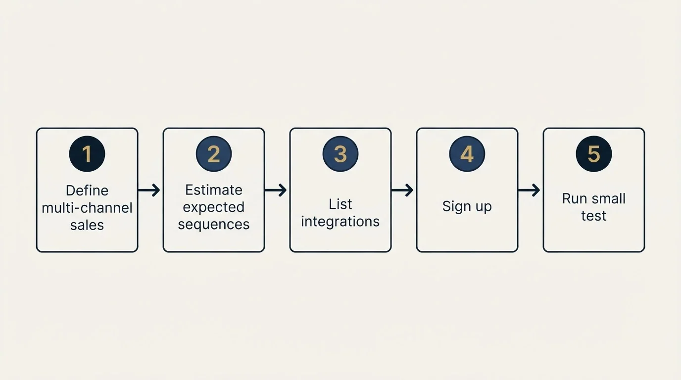 Step sequence: Getting Started Checklist (Define multi-channel sales, Estimate expected sequences, List integrations, Sign up)