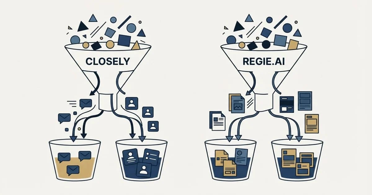 Editorial illustration for Closely vs Regie.ai