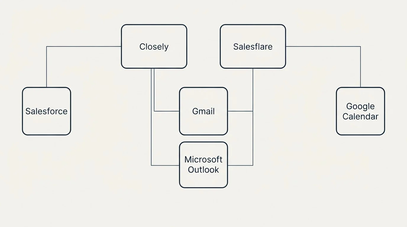 Integration grid: Integration Ecosystem (Closely, Salesflare, Gmail, Microsoft Outlook)