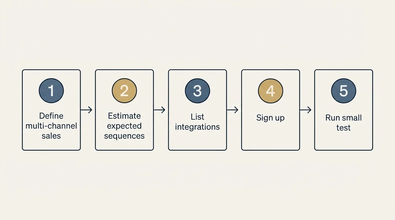 Step sequence: Getting Started Checklist (Define multi-channel sales, Estimate expected sequences, List integrations, Sign up)