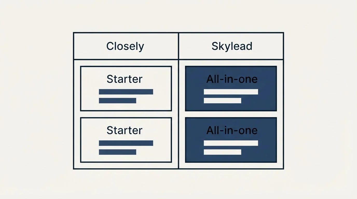 Pricing table: Pricing Comparison (Closely, Skylead, Starter, All-in-one)