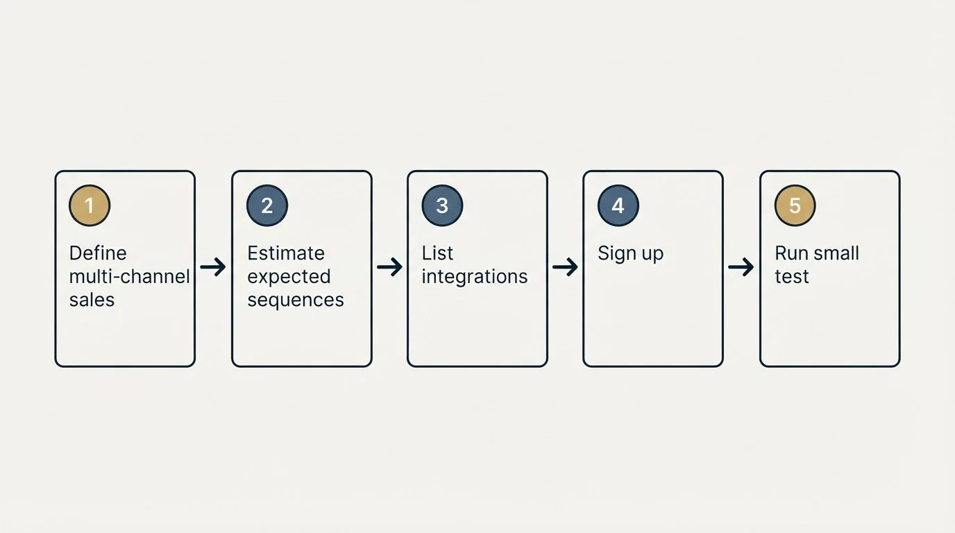 Step sequence: Getting Started Checklist (Define multi-channel sales, Estimate expected sequences, List integrations, Sign up)