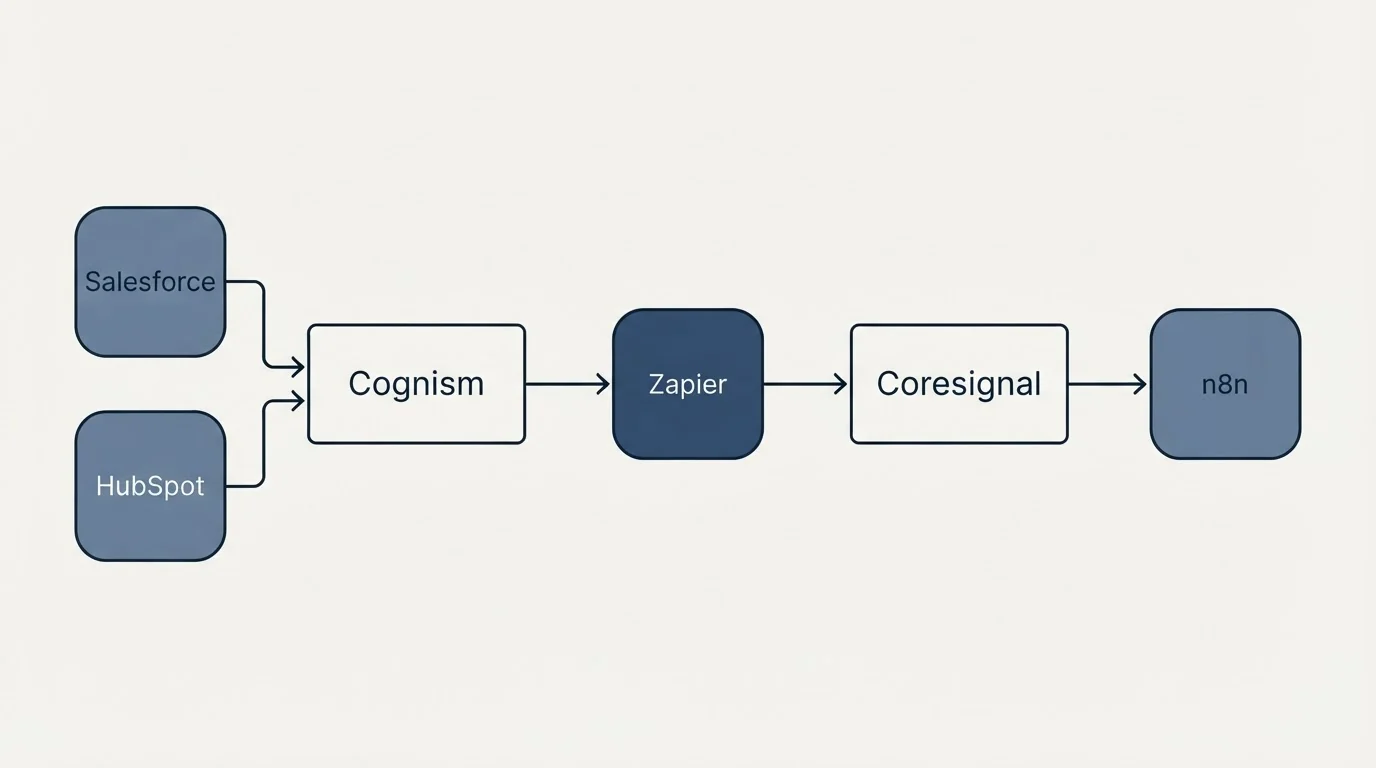 Integration flow: Integration Ecosystem (Cognism, Coresignal, Zapier, Salesforce)