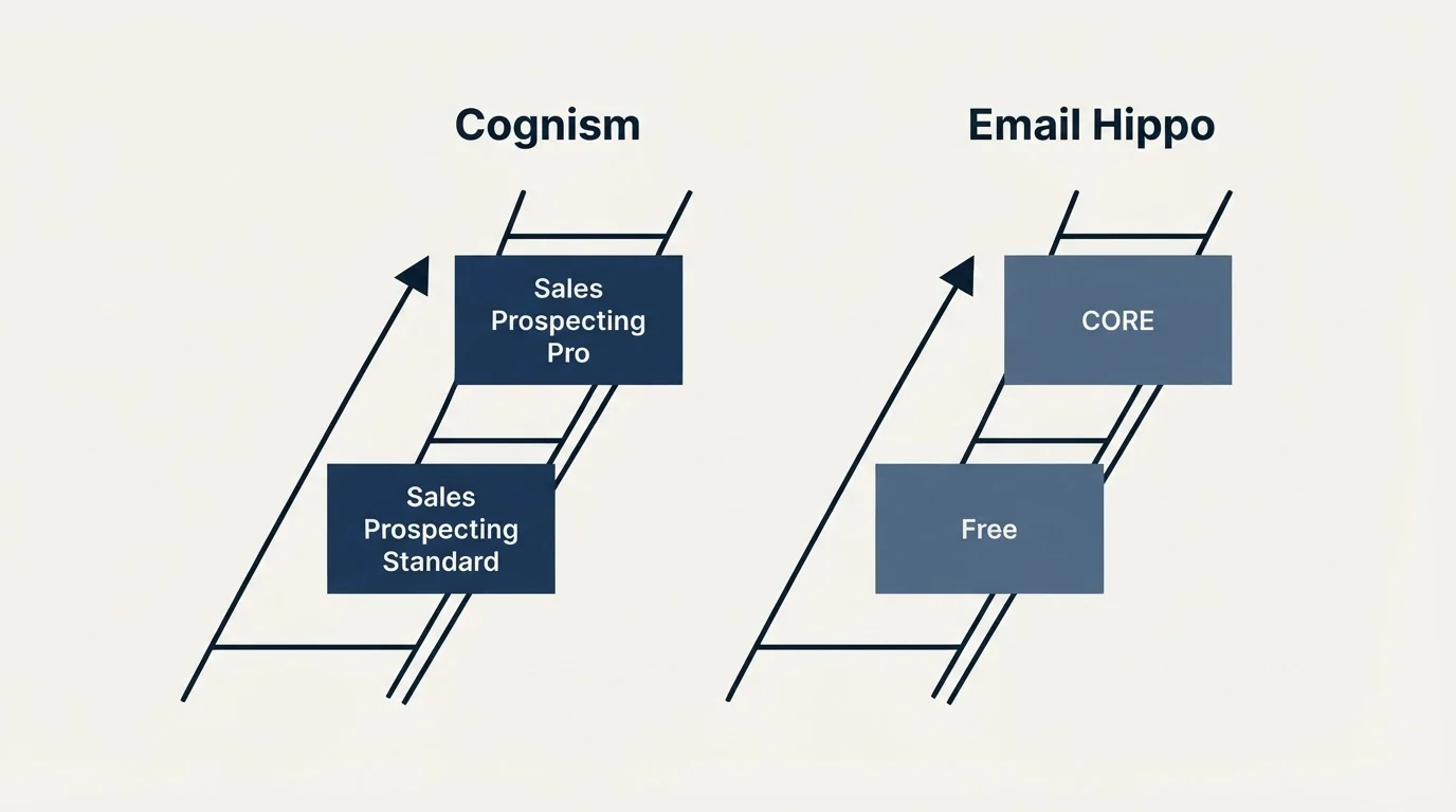 Pricing ladder: Pricing Comparison (Cognism, Email Hippo, Sales Prospecting Standard, Free)