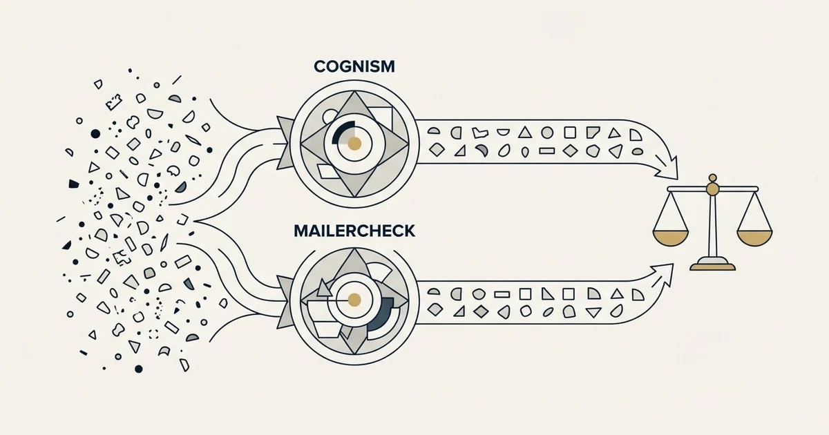 Editorial illustration for Cognism vs MailerCheck