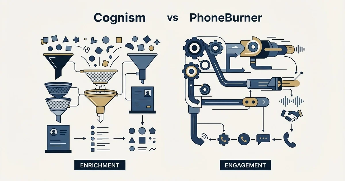 Editorial illustration for Cognism vs PhoneBurner