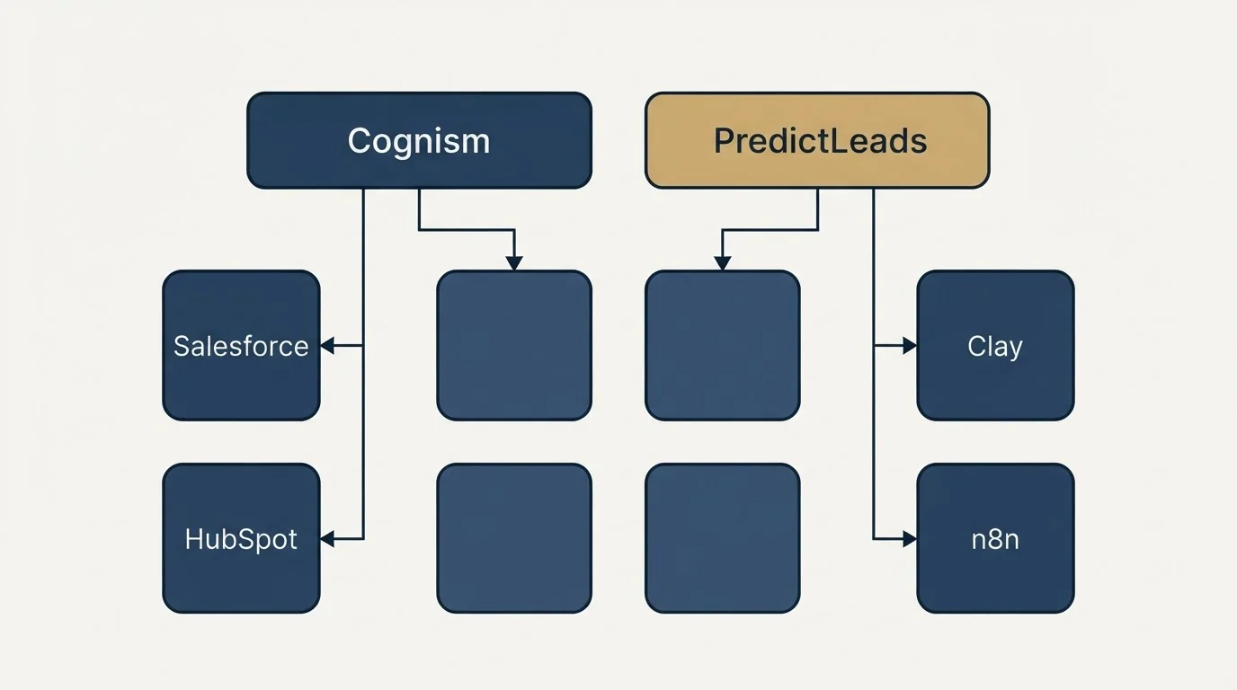 Integration grid: Integration Ecosystem (Cognism, PredictLeads, Salesforce, Clay)