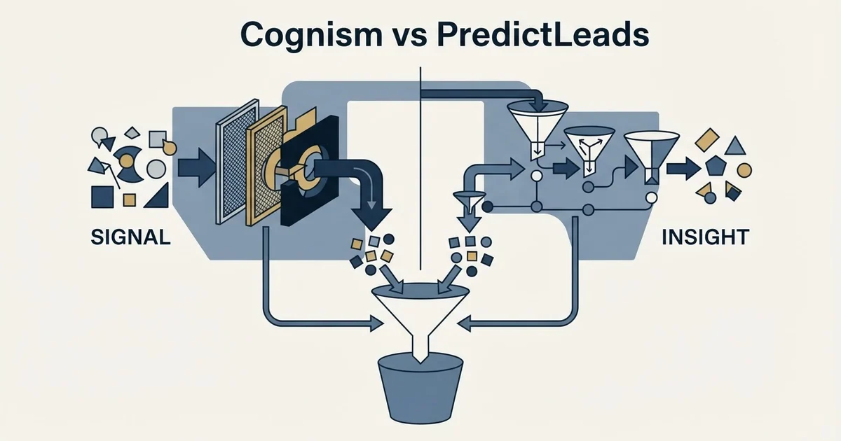 Editorial illustration for Cognism vs PredictLeads