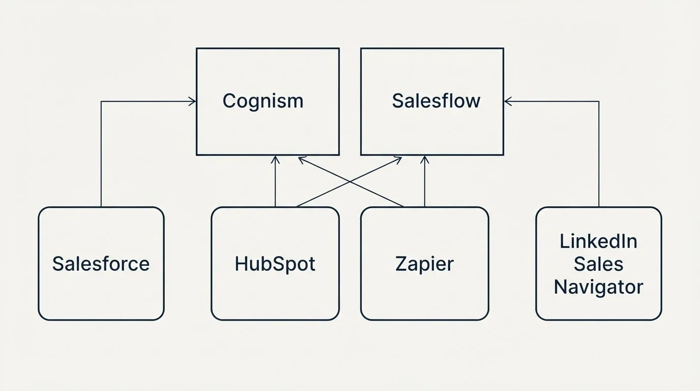 Integration grid: Integration Ecosystem (Cognism, Salesflow, HubSpot, Zapier)