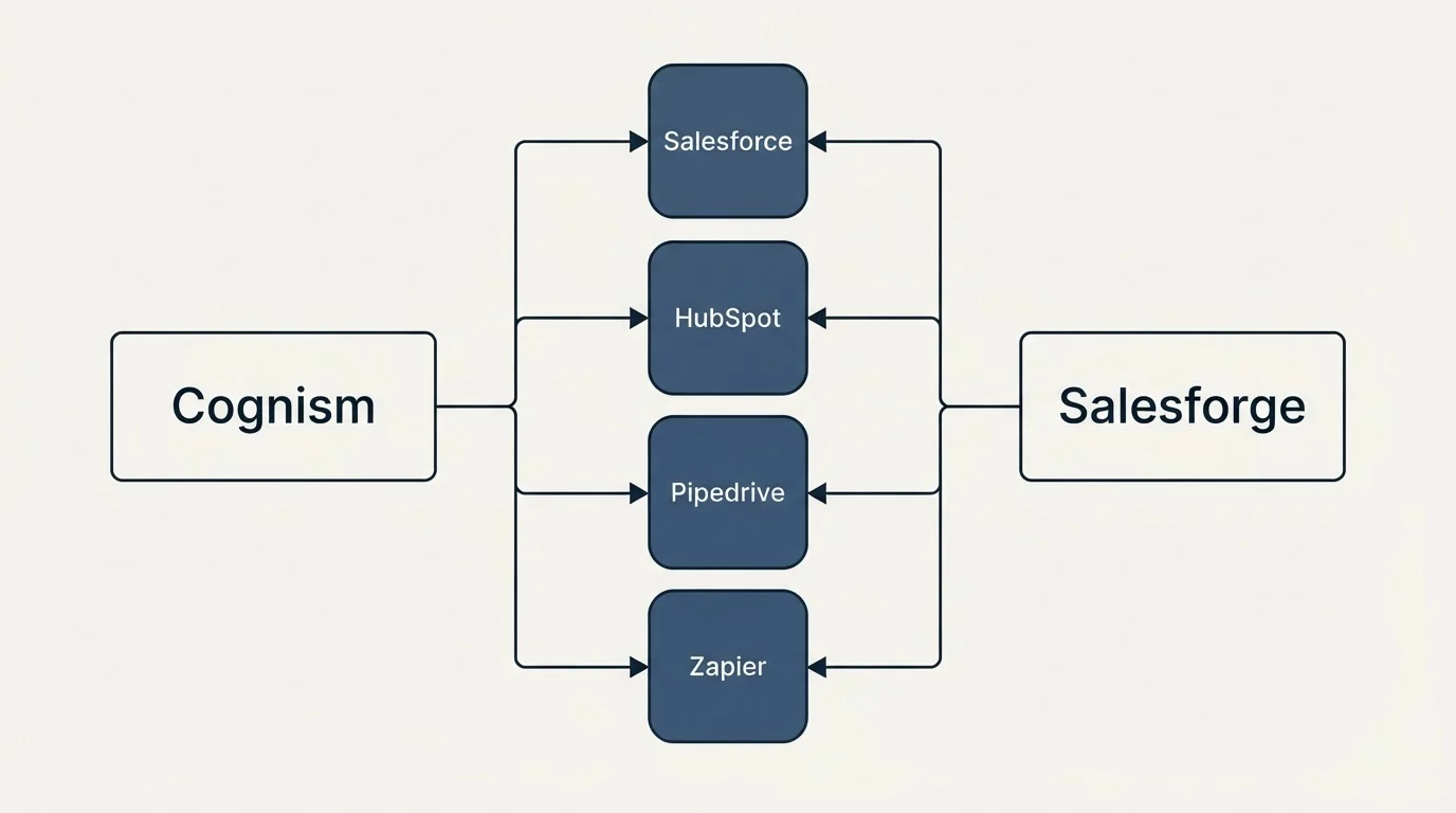 Integration flow: Integration Ecosystem (Cognism, Salesforge, Salesforce, HubSpot)