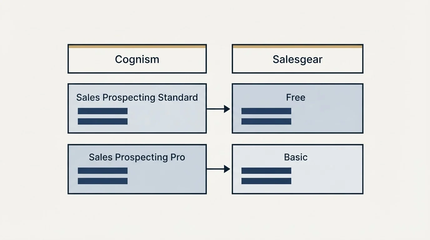 Pricing table: Pricing Comparison (Cognism, Salesgear, Sales Prospecting Standard, Free)