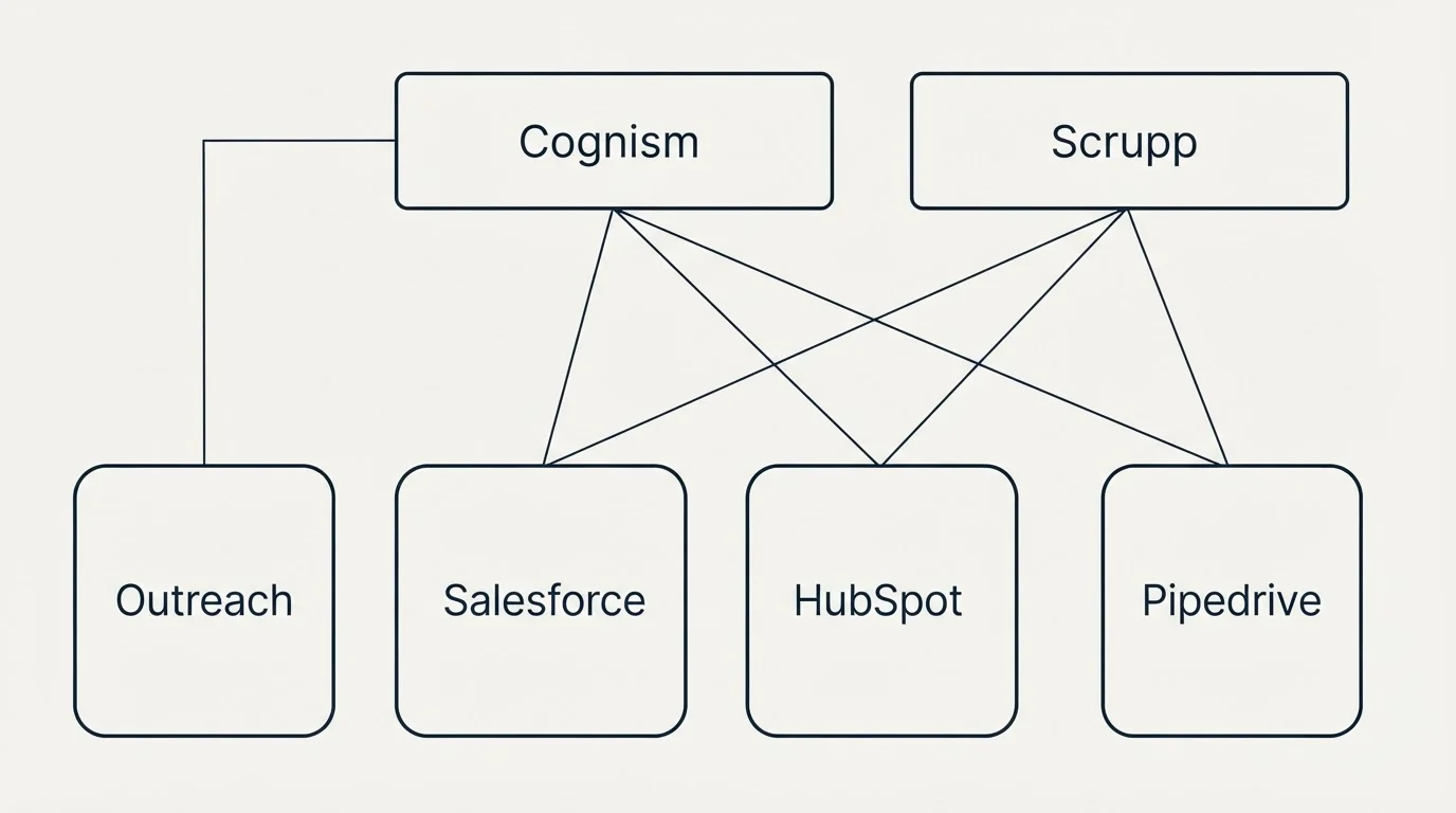 Integration grid: Integration Ecosystem (Cognism, Scrupp, Salesforce, HubSpot)