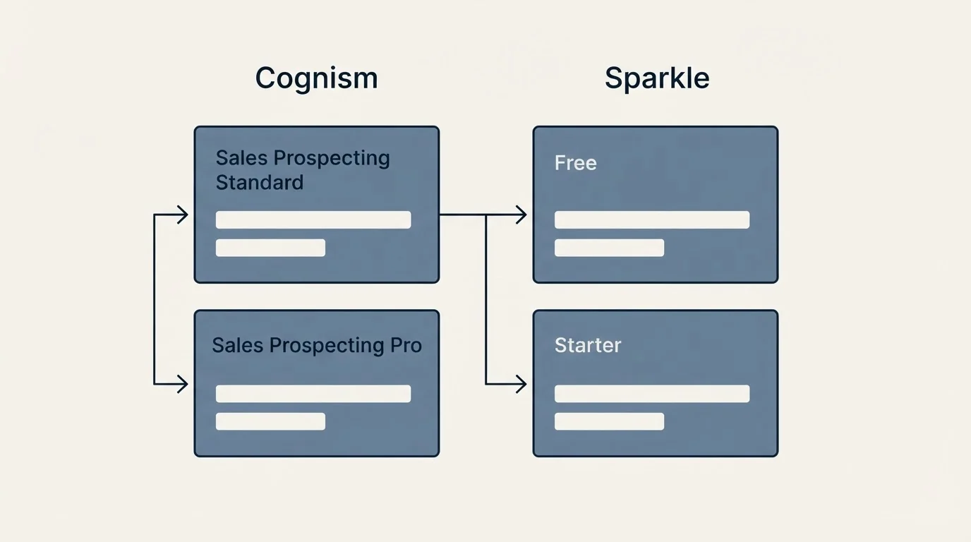 Pricing table: Pricing Comparison (Cognism, Sparkle, Sales Prospecting Standard, Free)