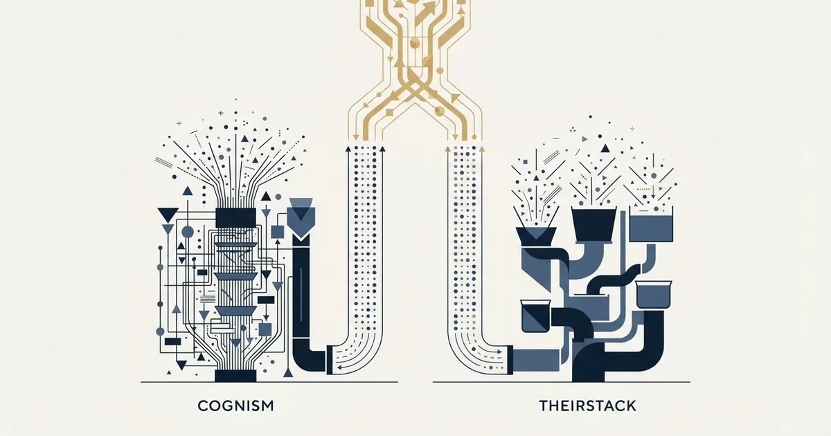 Editorial illustration for Cognism vs TheirStack