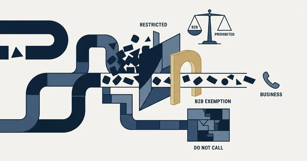 Editorial illustration for Is Cold Calling Against the Law? What the B2B Exemption
