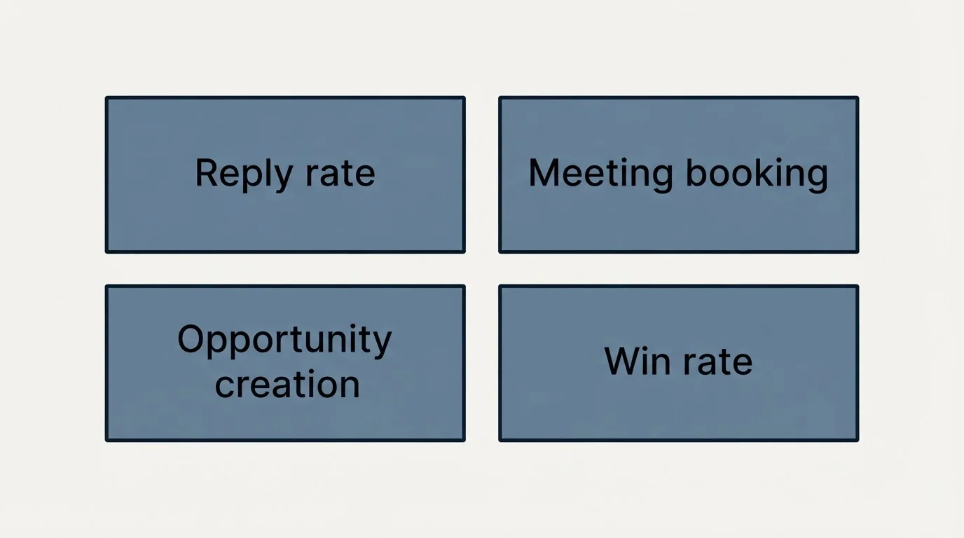 Schematic: Conversion Rate Optimization (Reply rate, Meeting booking, Opportunity creation, Win rate)