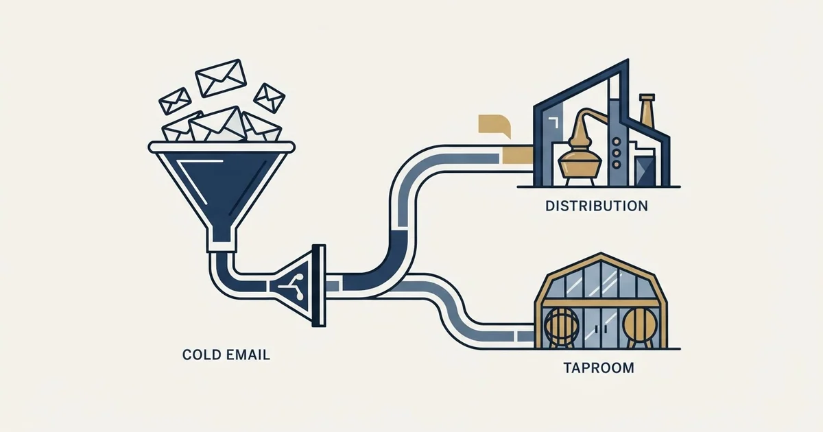 Editorial illustration for Cold Email for Breweries and Distilleries
