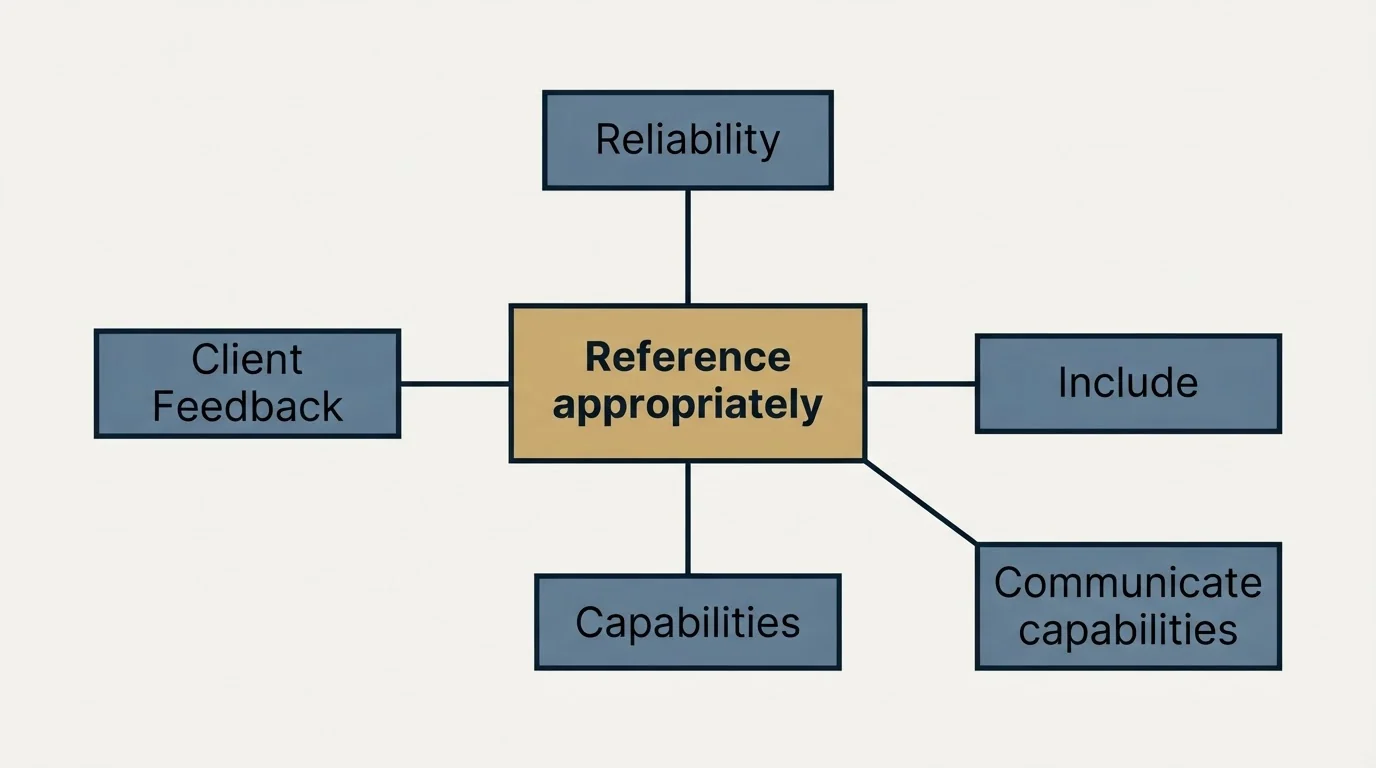 Schematic: Building Credibility in Your Outreach (Reference appropriately, Include, Communicate capabilities, Reliability)
