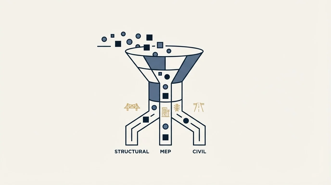 Section illustration: Building the List for Civil, Structural, and MEP