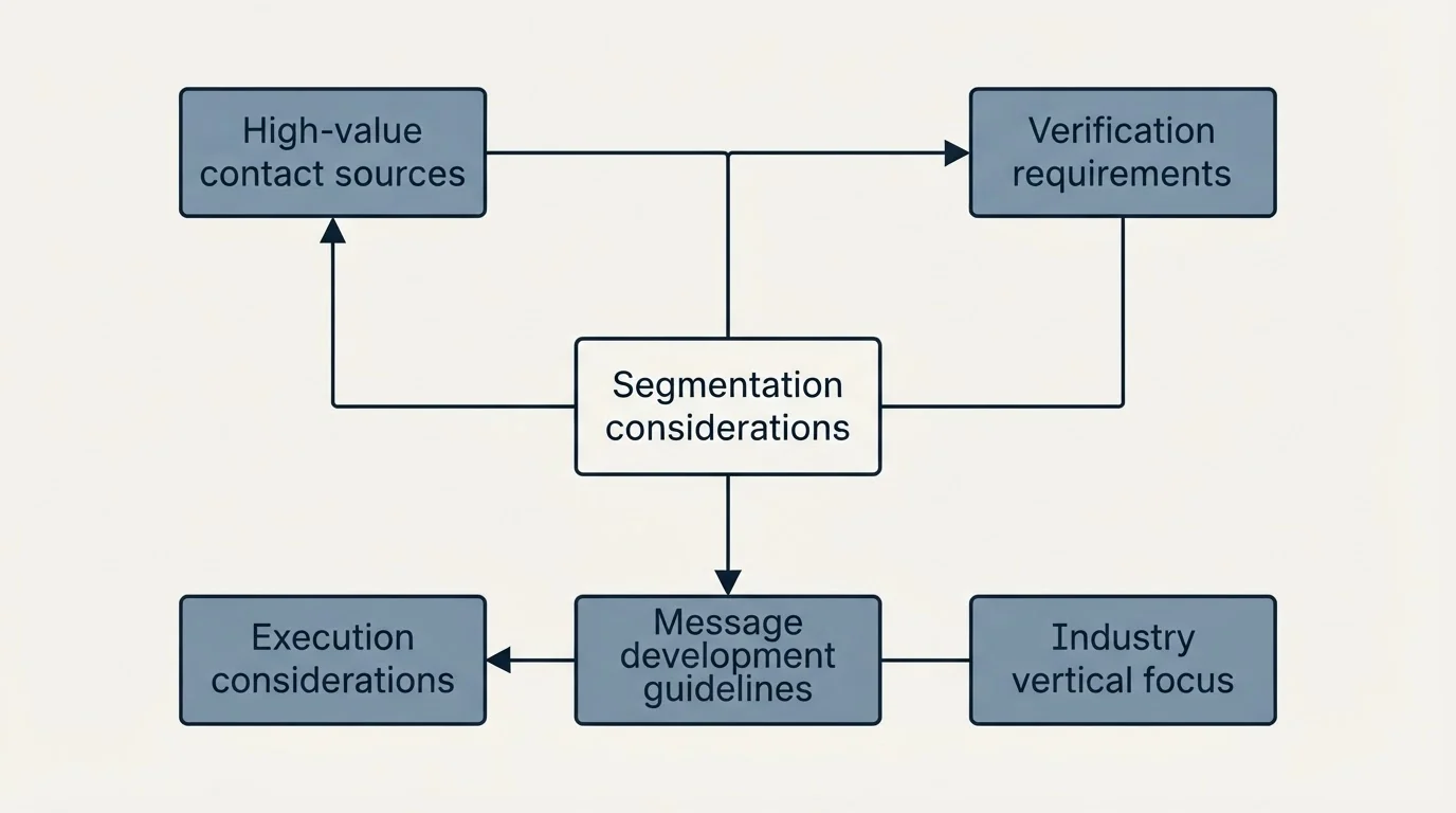 Schematic: Building Your Environmental Services Cold Email Program (Segmentation considerations, High-value contact sources, Verification requirements, Message development guidelines)