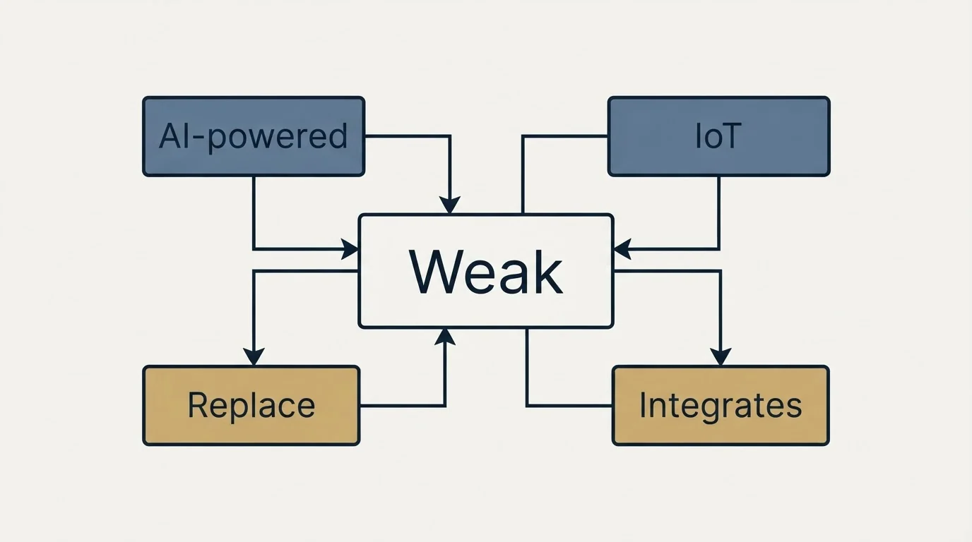 Schematic: Common Mistakes to Avoid (Weak, Strong, AI-powered, IoT)
