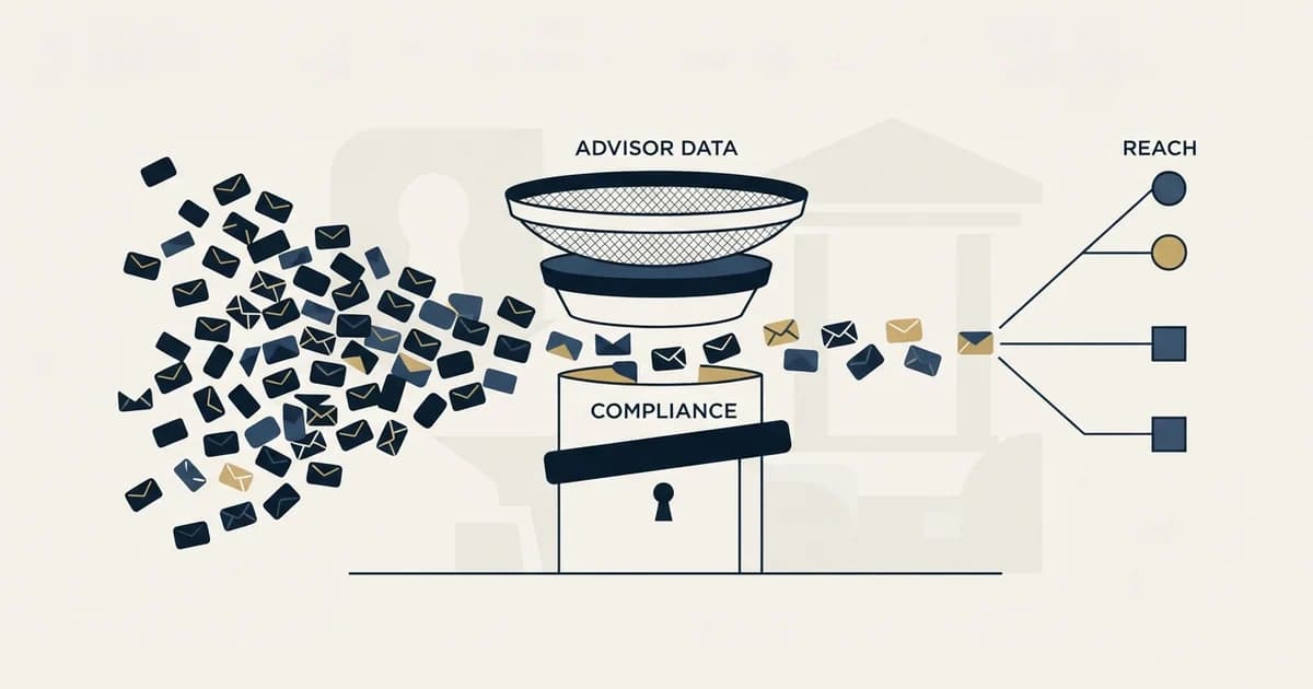 Editorial illustration for Cold Email for Wealth Management Firms