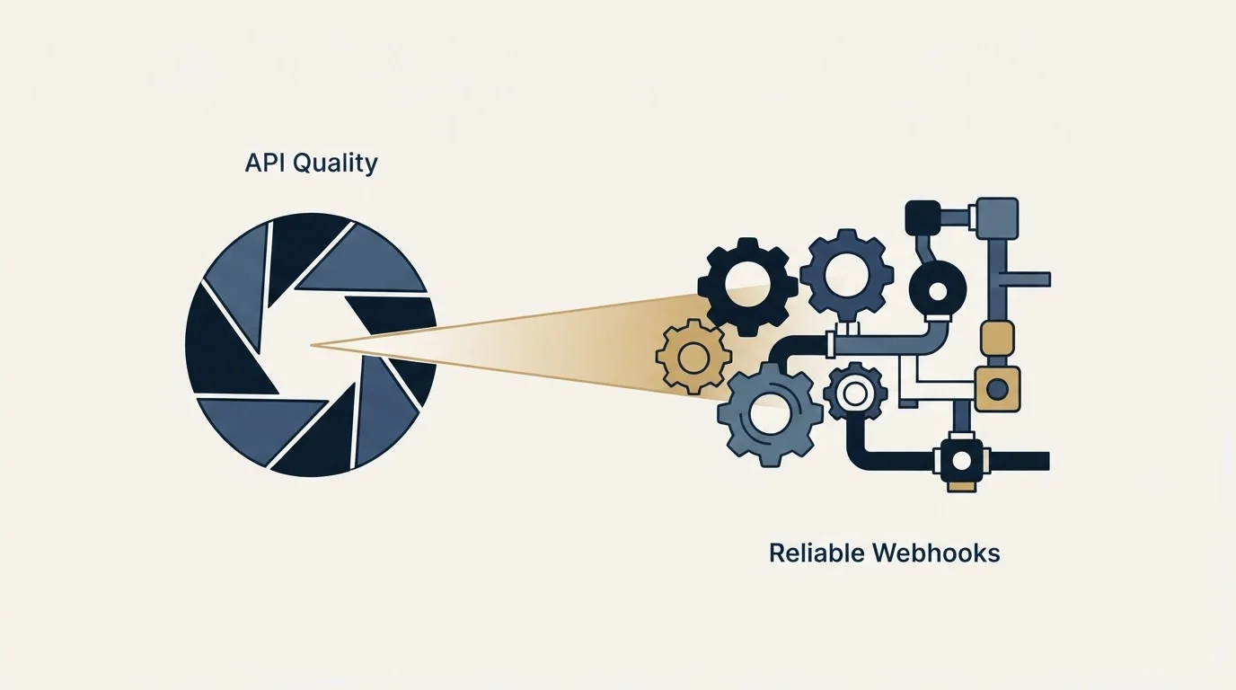 Section illustration: API and webhook quality