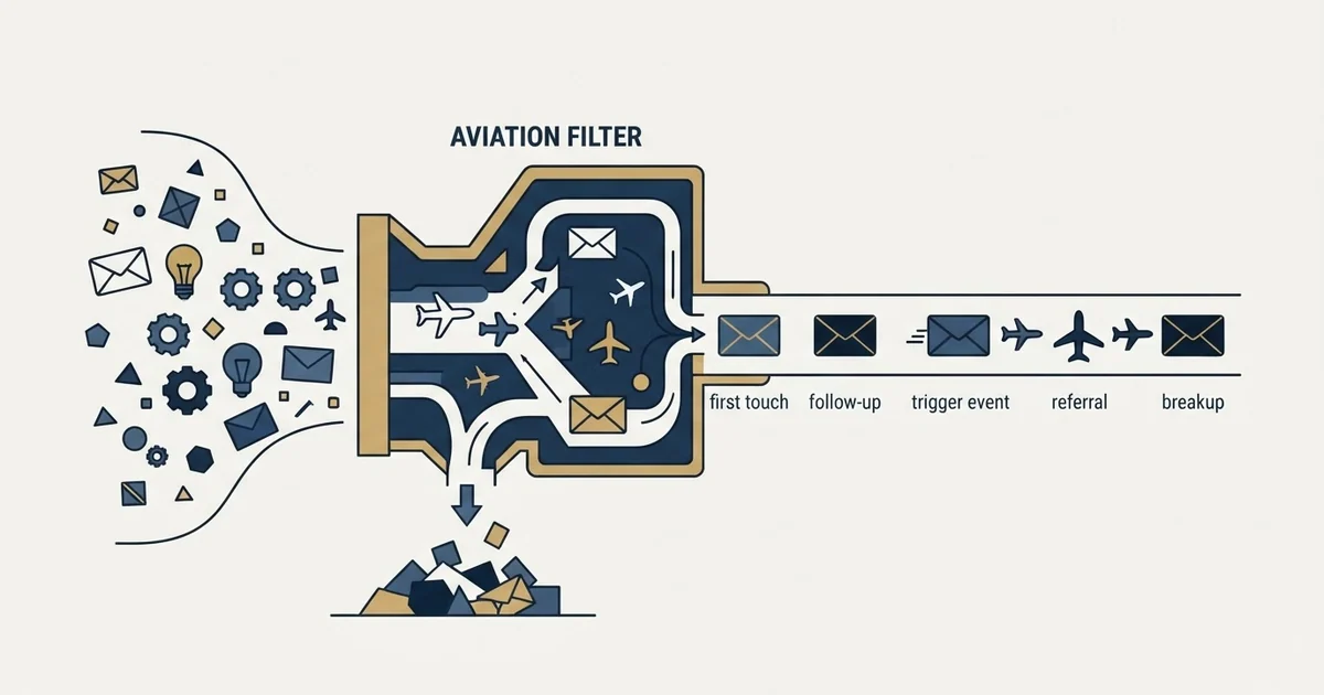 Editorial illustration for Cold Email Templates for Aviation