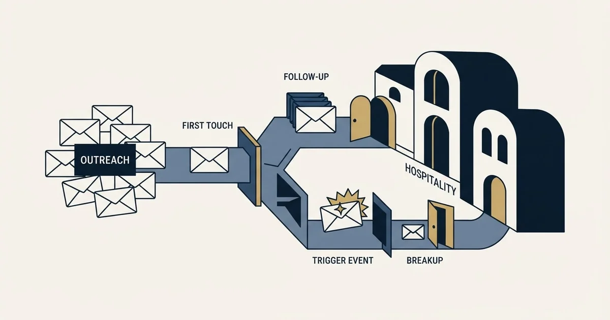 Editorial illustration for Cold Email Templates for Hospitality