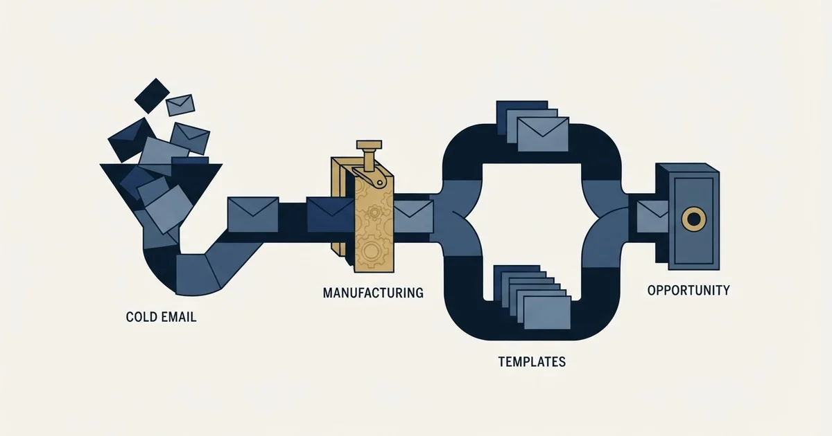 Editorial illustration for Cold Email Templates for Manufacturing