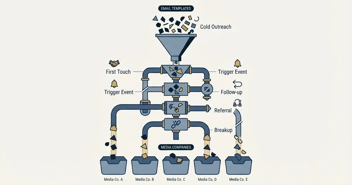 Editorial illustration for Cold Email Templates for Media Companies