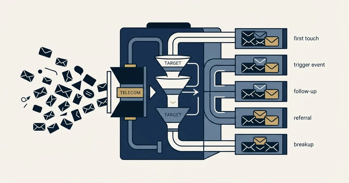Editorial illustration for Cold Email Templates for Telecom