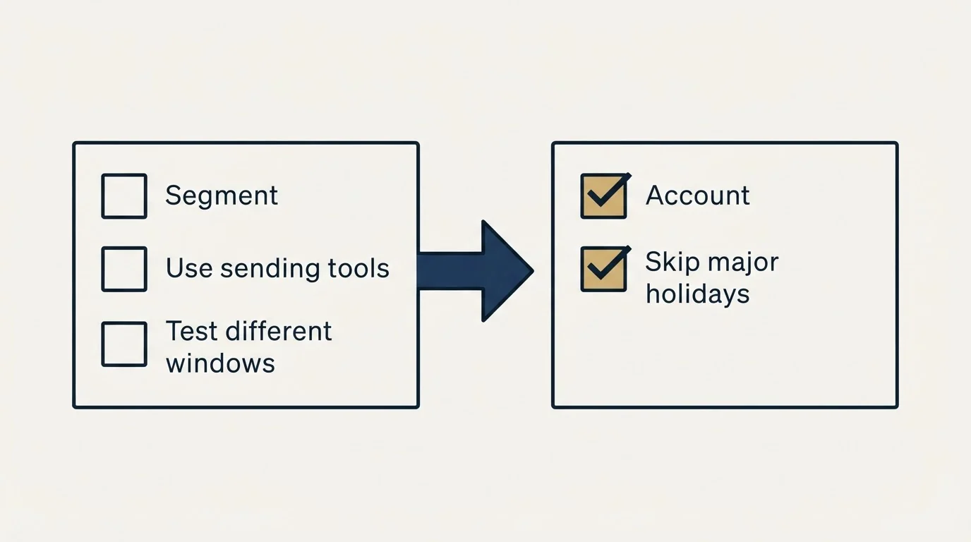 Before-and-after steps: Timing Optimization Strategies (Segment, Use sending tools, Test different windows, Account)