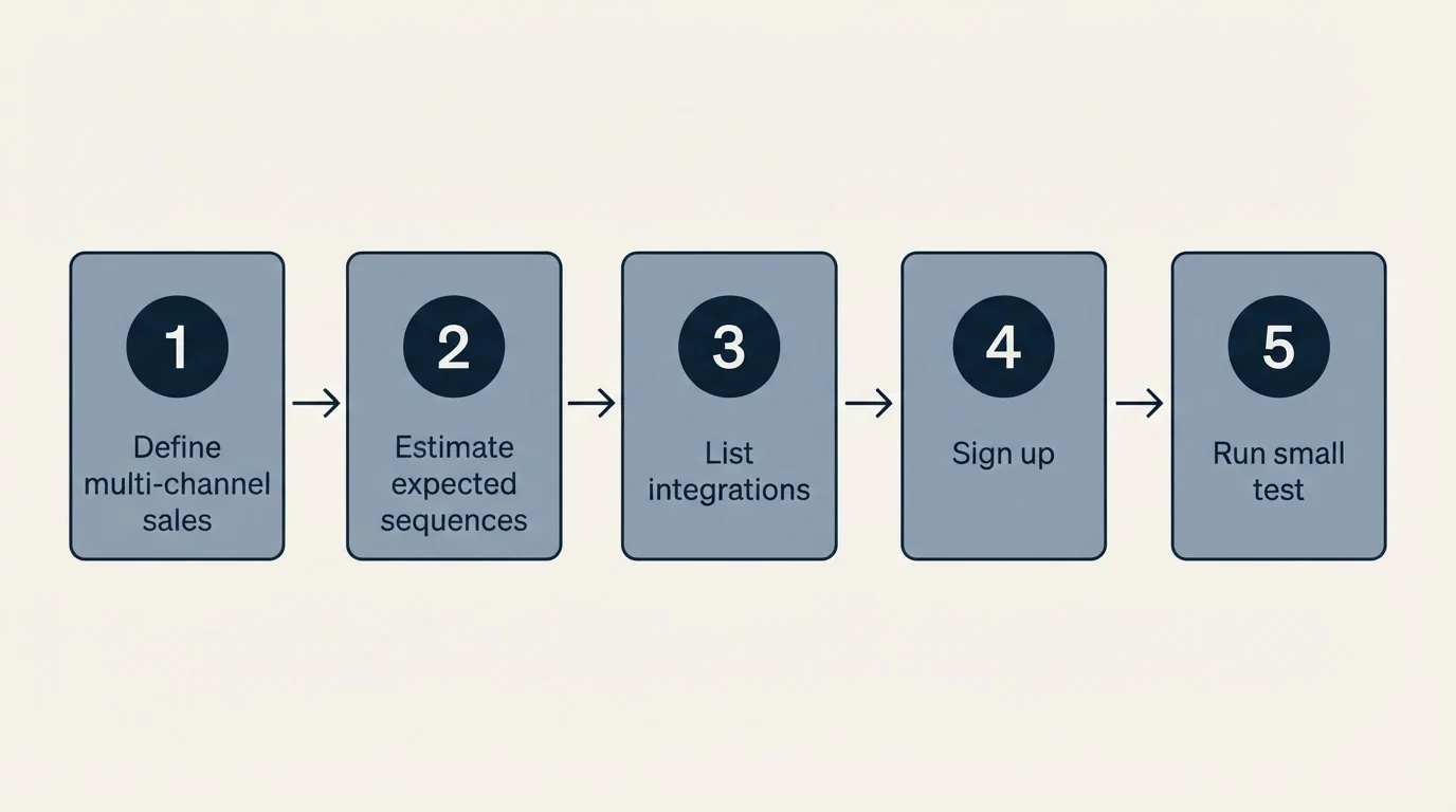 Step sequence: Getting Started Checklist (Define multi-channel sales, Estimate expected sequences, List integrations, Sign up)