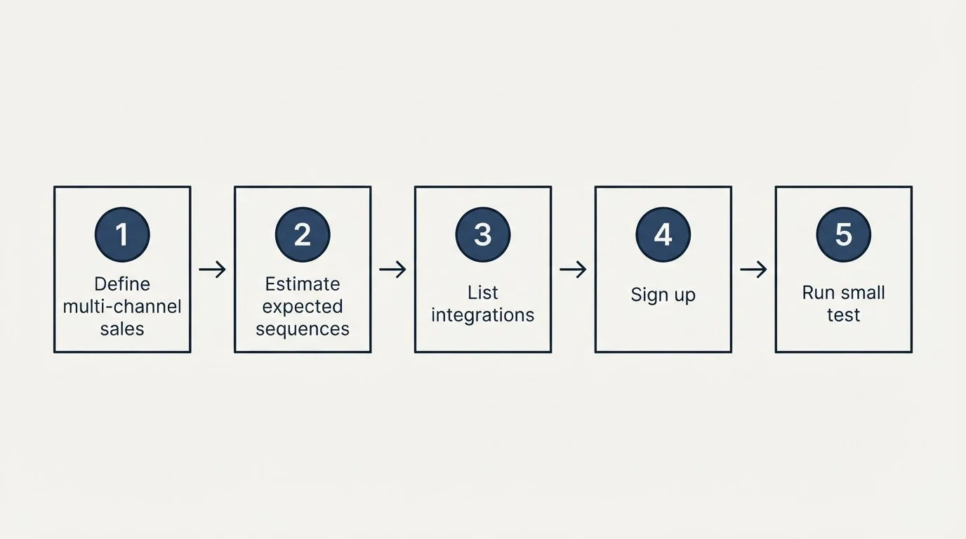 Step sequence: Getting Started Checklist (Define multi-channel sales, Estimate expected sequences, List integrations, Sign up)